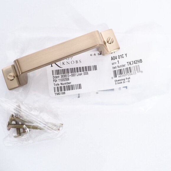Champagne Bronze Drawer Cabinet Pull Handle 3" With Screws By Top Knobs - Picture 2 of 6